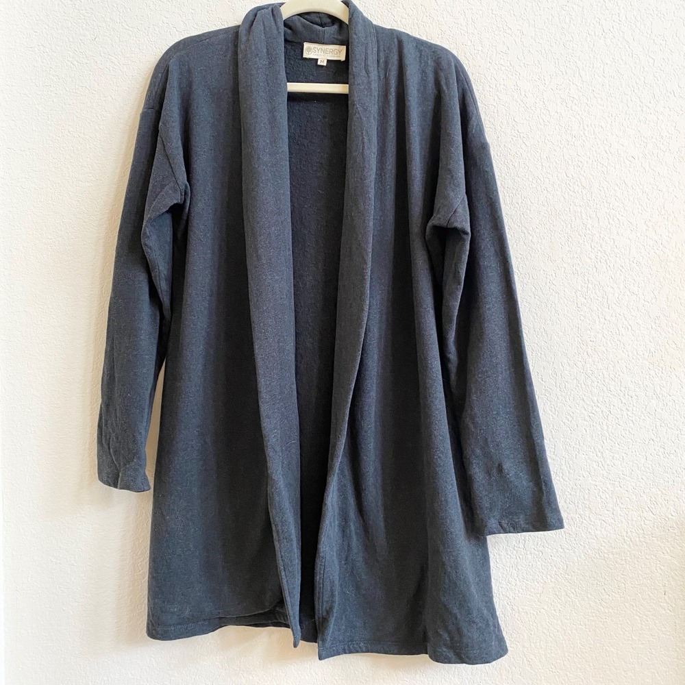 Synergy Organic Clothing Charcoal Gray Cardigan Sweater Long Sleeve Size M